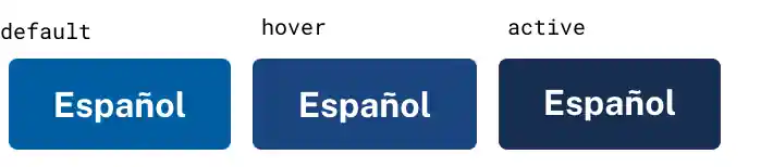 Language selector button with the text Español shows default, hover, and active states
