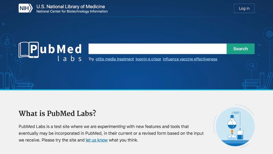 Preview image of PubMed Labs home page