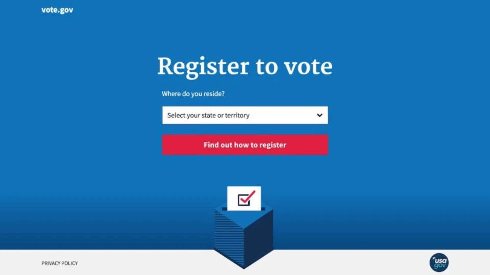 Preview image of vote.gov home page